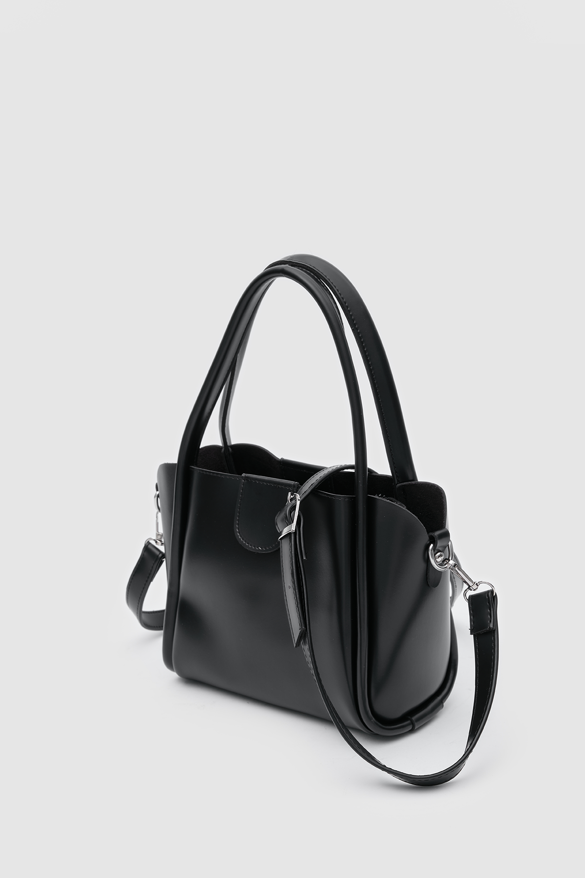 Elegant Black Faux Leather Handbag