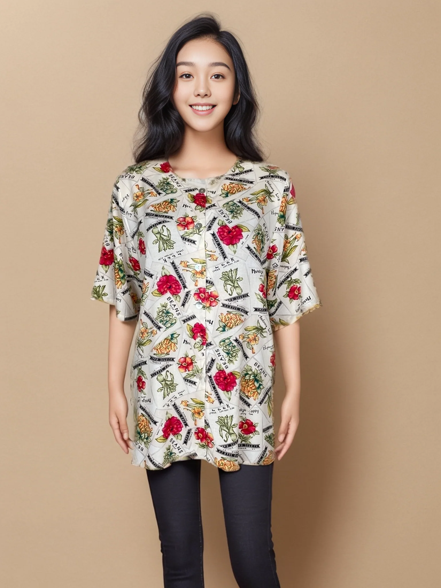 Elegant Floral Pattern Cotton Shirt