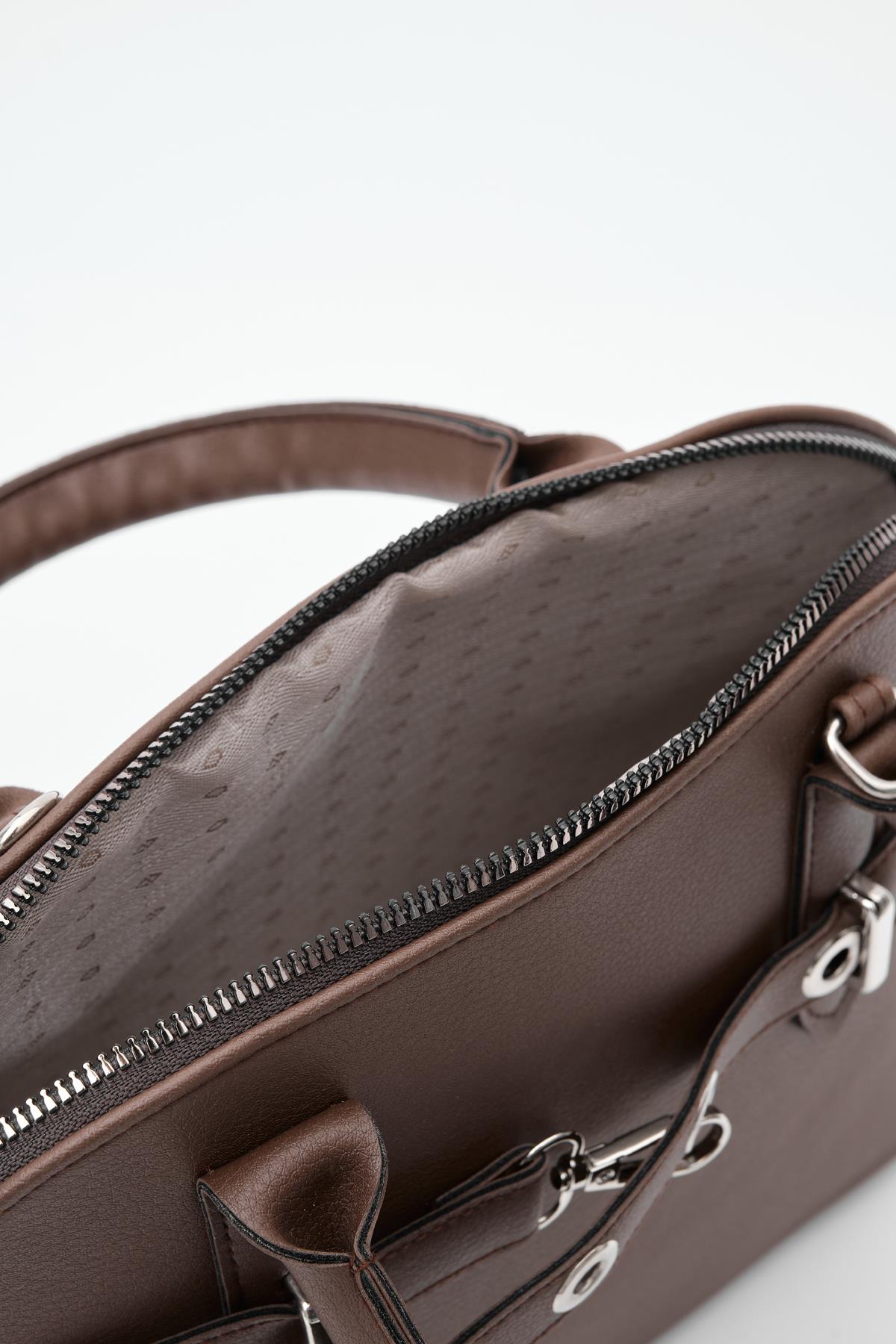 Elegant Brown Faux Leather Handbag